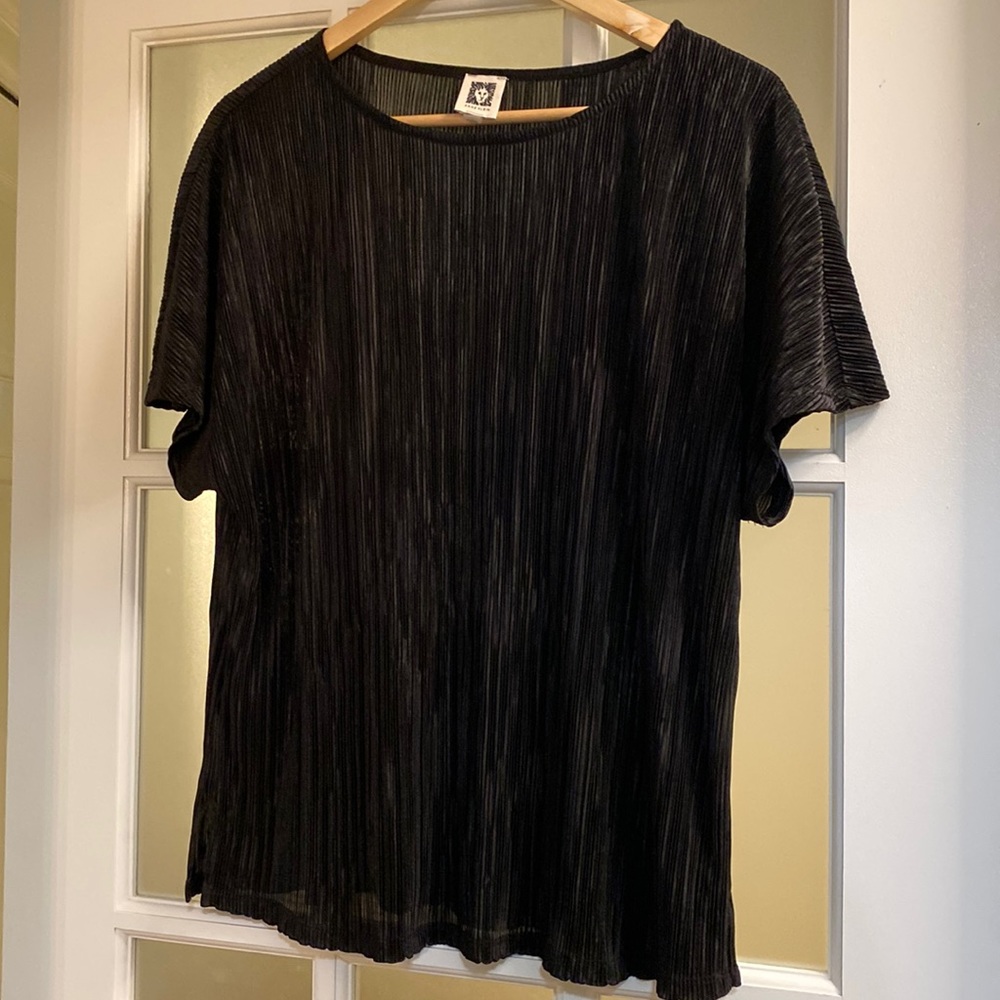 Short sleeve crinkle top